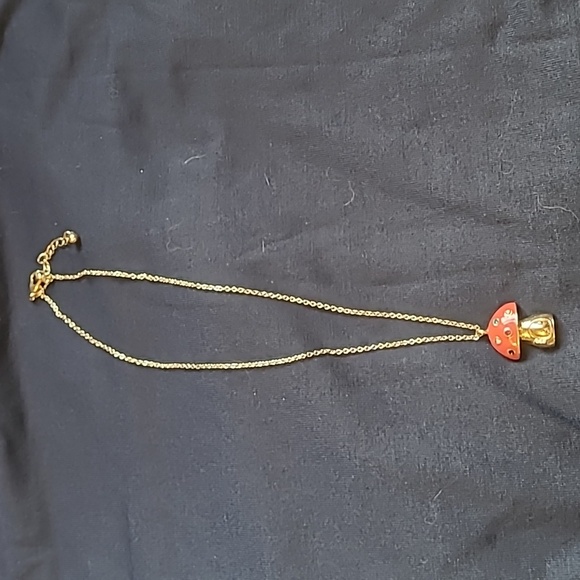 Gold and Red Mushroom Pendant Necklace - Picture 2 of 2